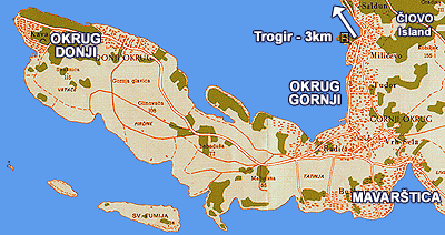 Okrug Gornji i Okrug Donji - Lokacije u Trogiru i okolici
